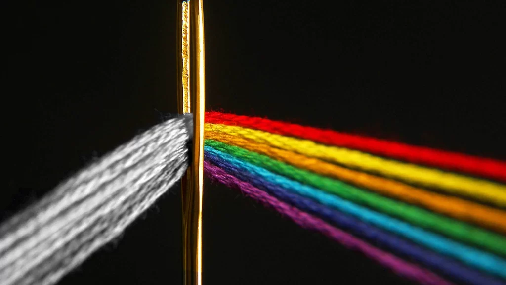 Rainbow Needle Thread Colors Spectrum Black Background