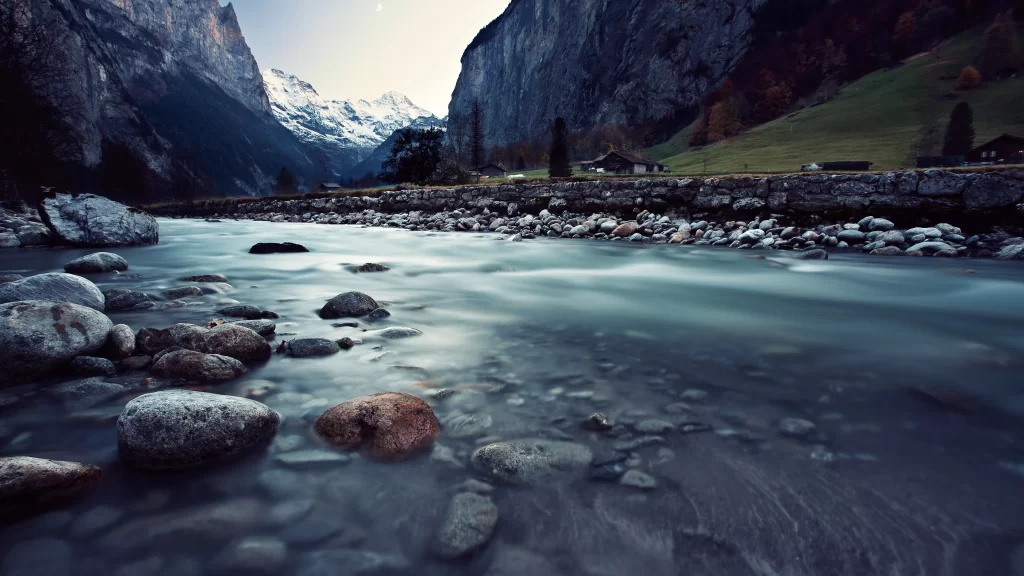 River mountains rocks water landscape nature