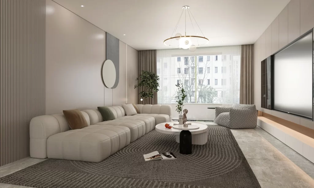 Room type living room furniture sofa armchair coffee table colors beige gray whi