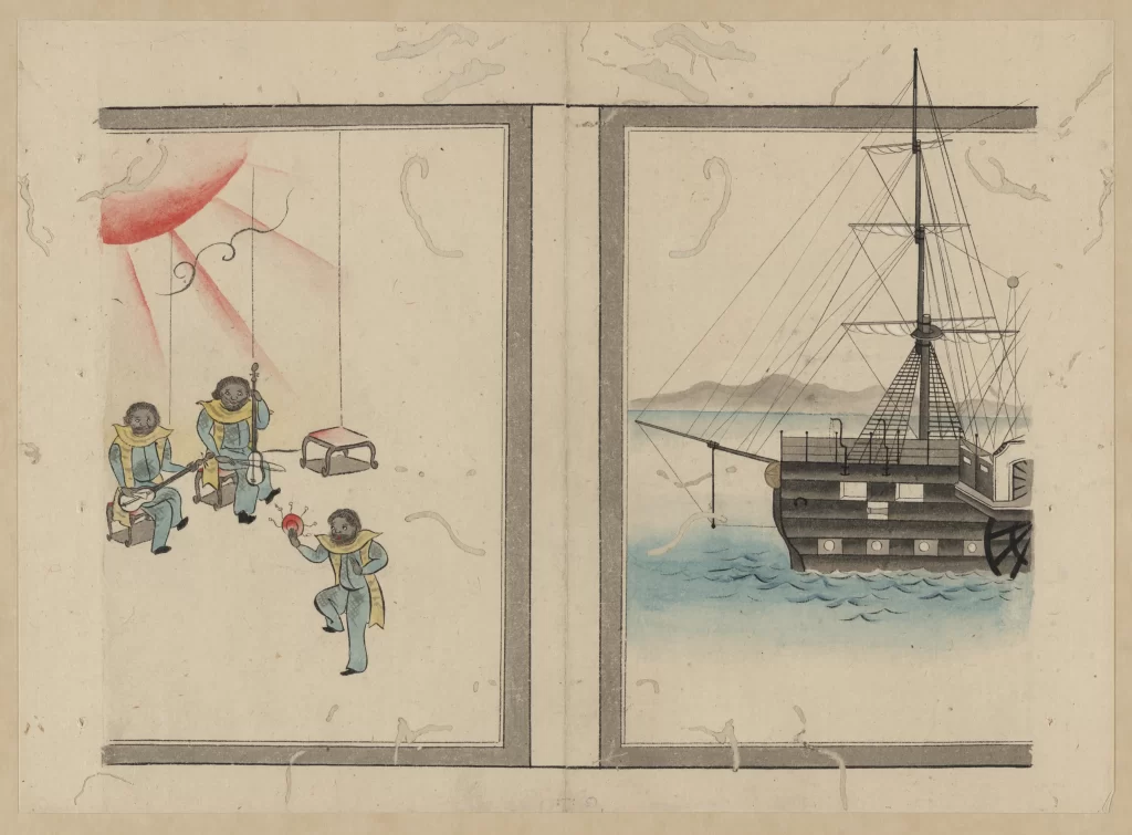 Sailing Ship Sun People Ropes Sea Sky