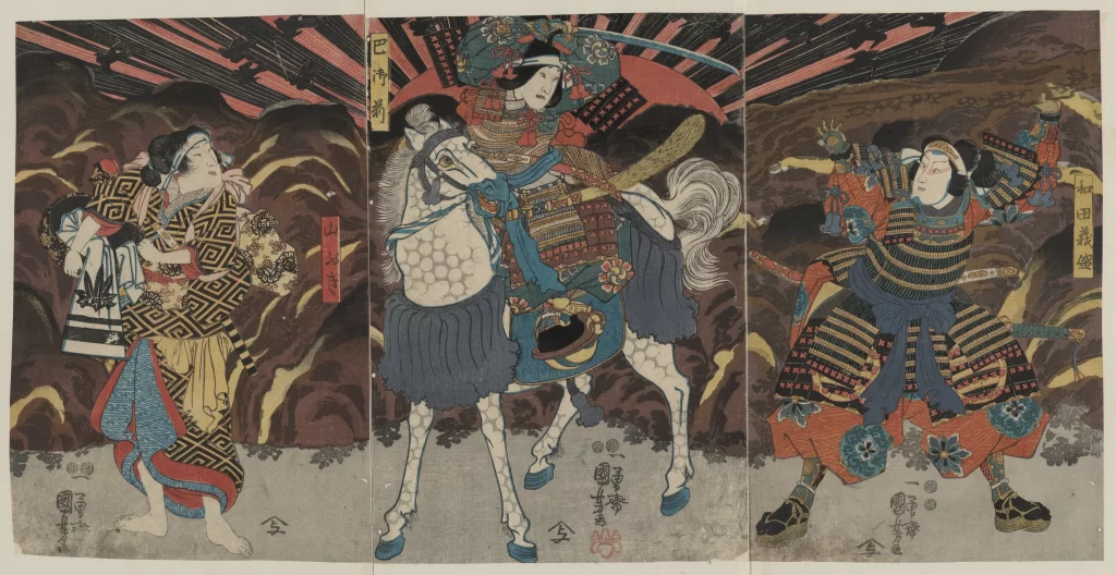 Samurai Traditional Japanese Art Triptych Warrior