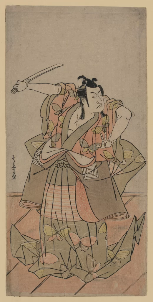 Samurai Warrior Traditional Attire Sword Dynamic Pose Ukiyo-e Style