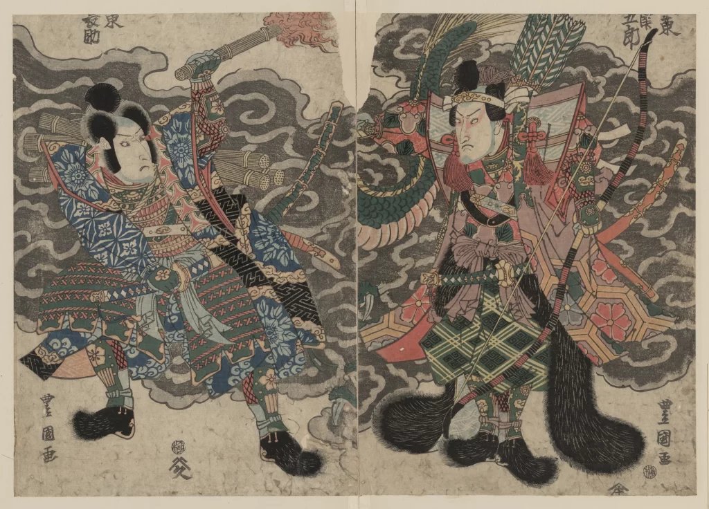 Samurai Warriors Traditional Armor Japanese Art Ukiyo-e Dynamic Poses Historical Figures
