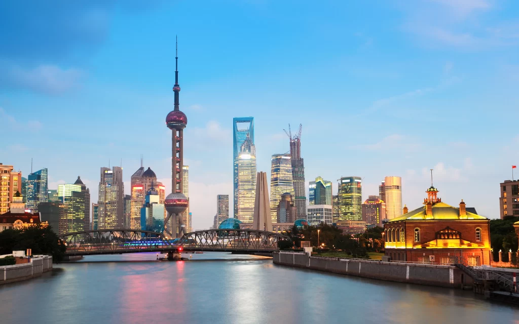 Shanghai skyline Huangpu River Oriental Pearl Tower