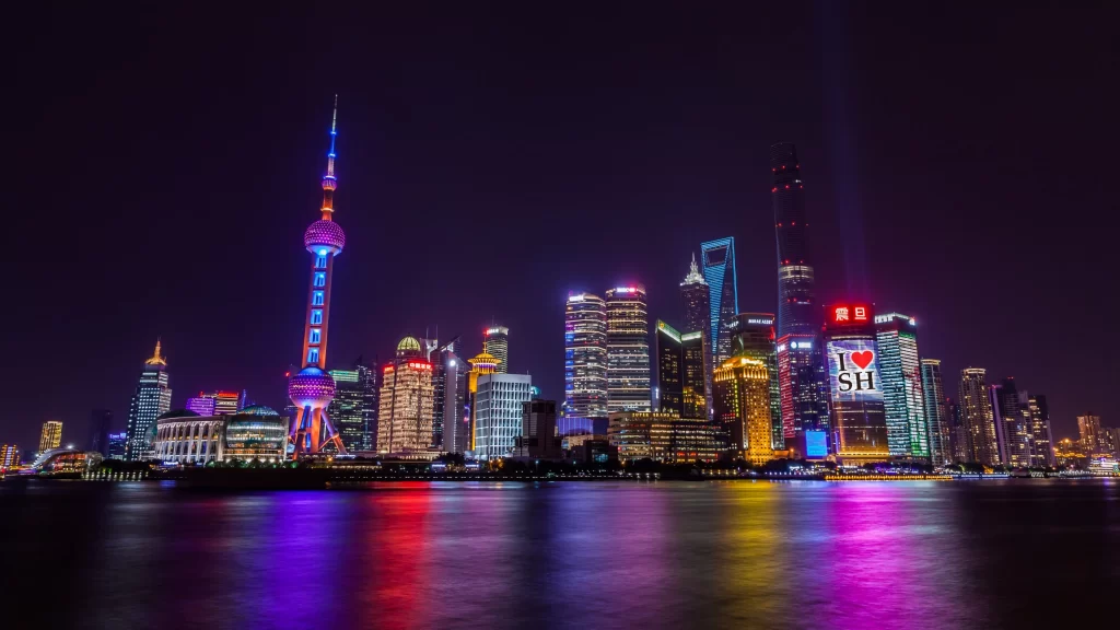 Shanghai skyline Oriental Pearl Tower Huangpu River city lights night view moder