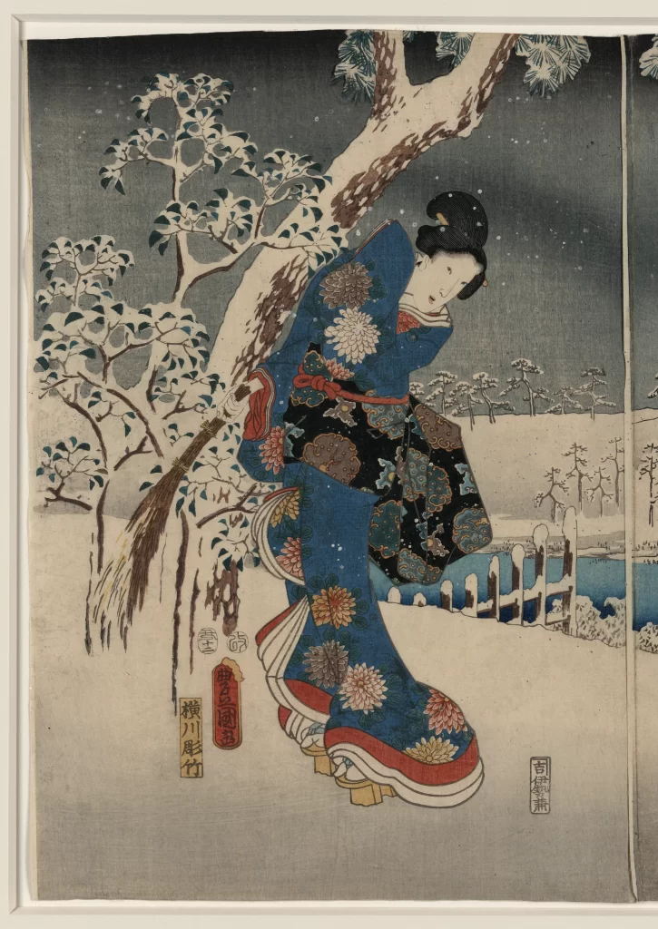 Snow Woman Kimono Tree Traditional Winter