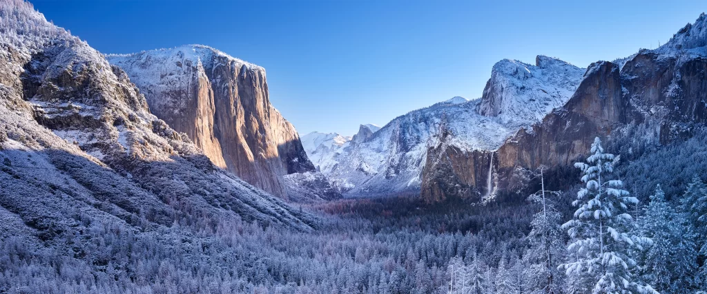 Snowy Mountains Clear Sky Winter Landscape Serene Natural Beauty Tranquil