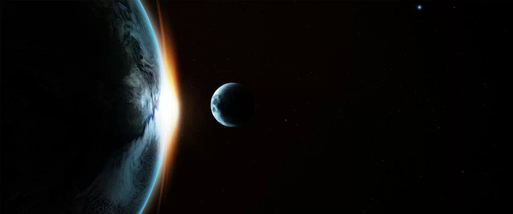 Space Earth Moon Sunrise Stars Cosmic