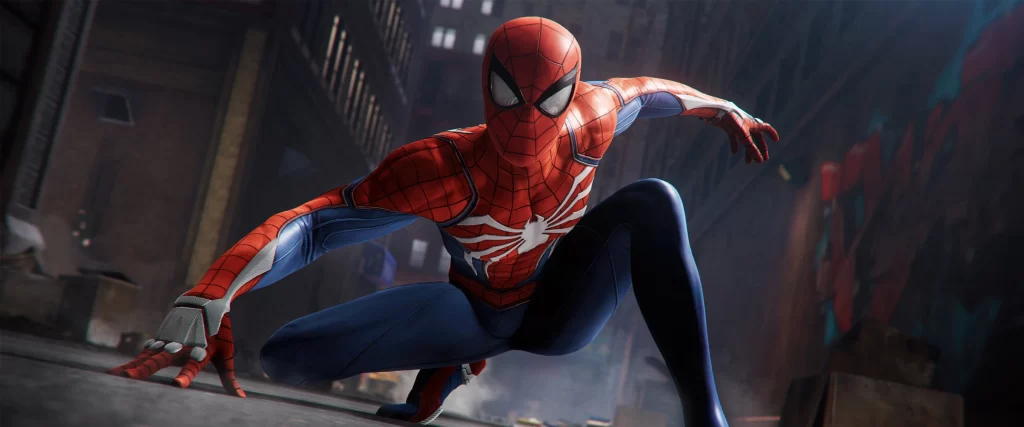 Spider-man Action Crouching Cityscape Superhero