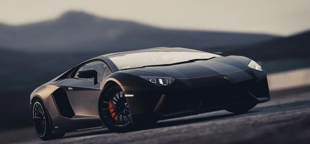 Sports car luxury black mountain road speed