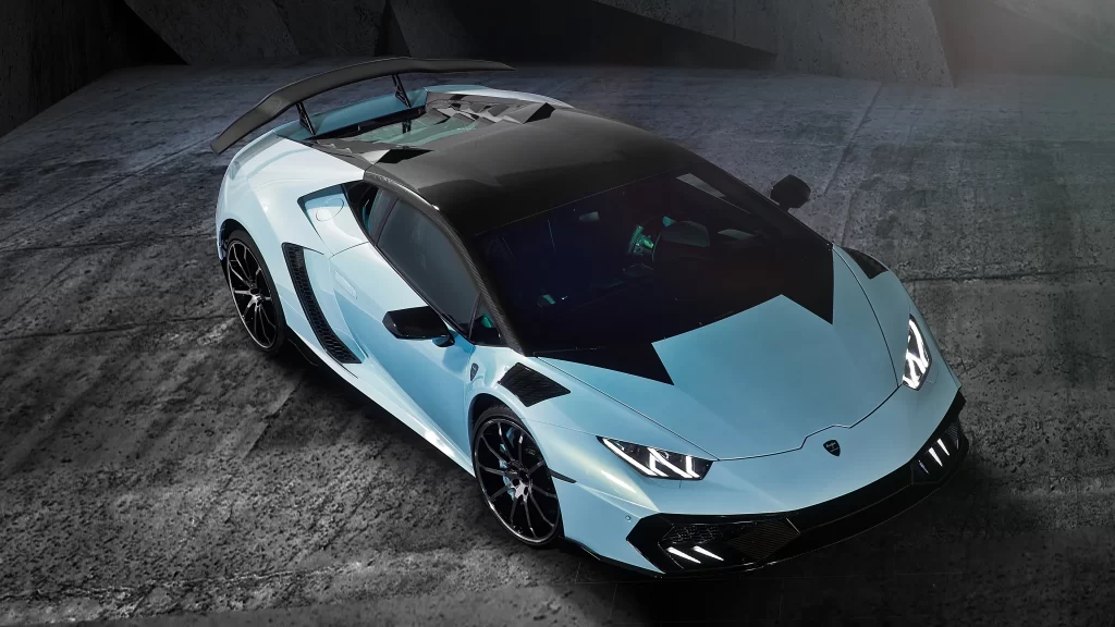 Sports car luxury blue black wheels headlights