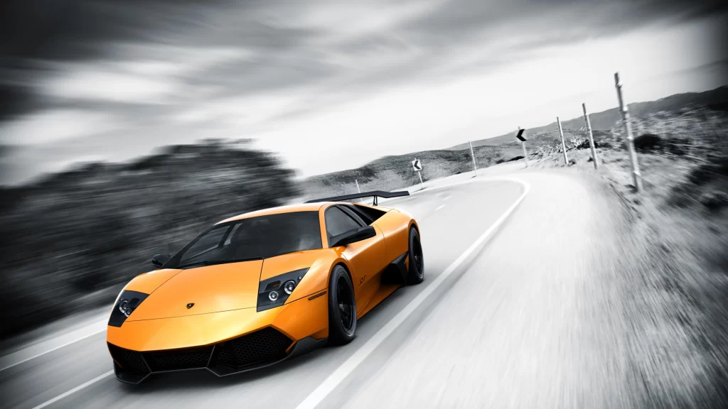 Sports car speed road motion blur luxury dynamic