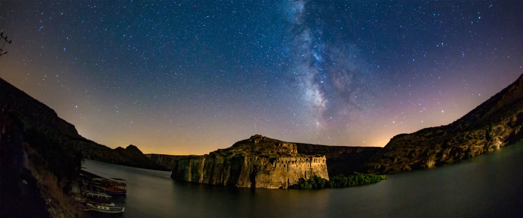 Stars Milky Way Night Sky Mountains Lake Reflection