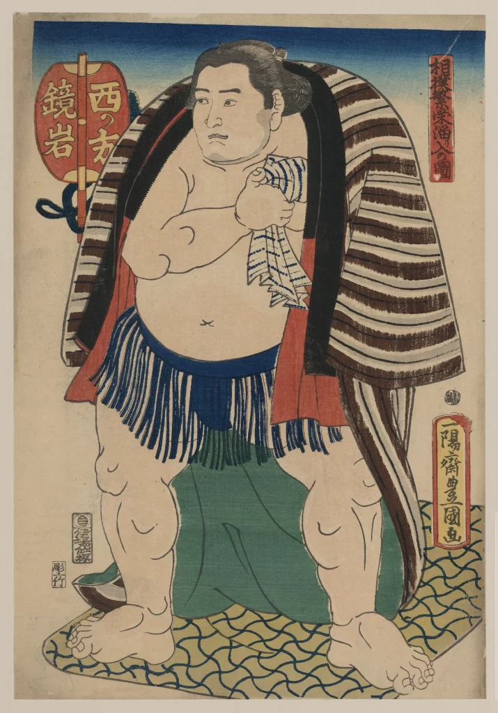 Sumo Wrestler Traditional Attire Japanese Art Woodblock Print Cultural Heritage