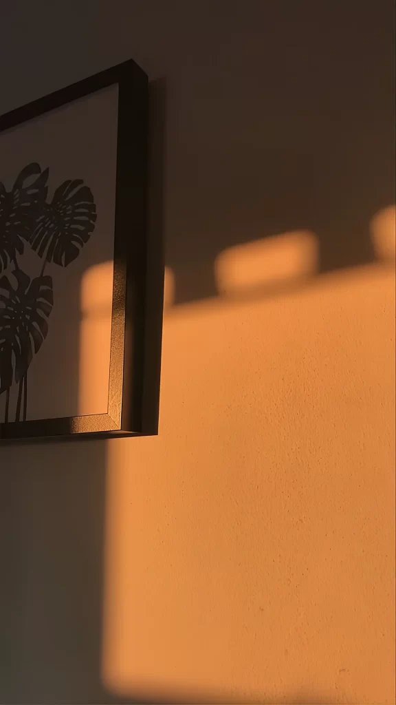 Sunlight Shadow Wall Framed Picture Warm Tones Indoor