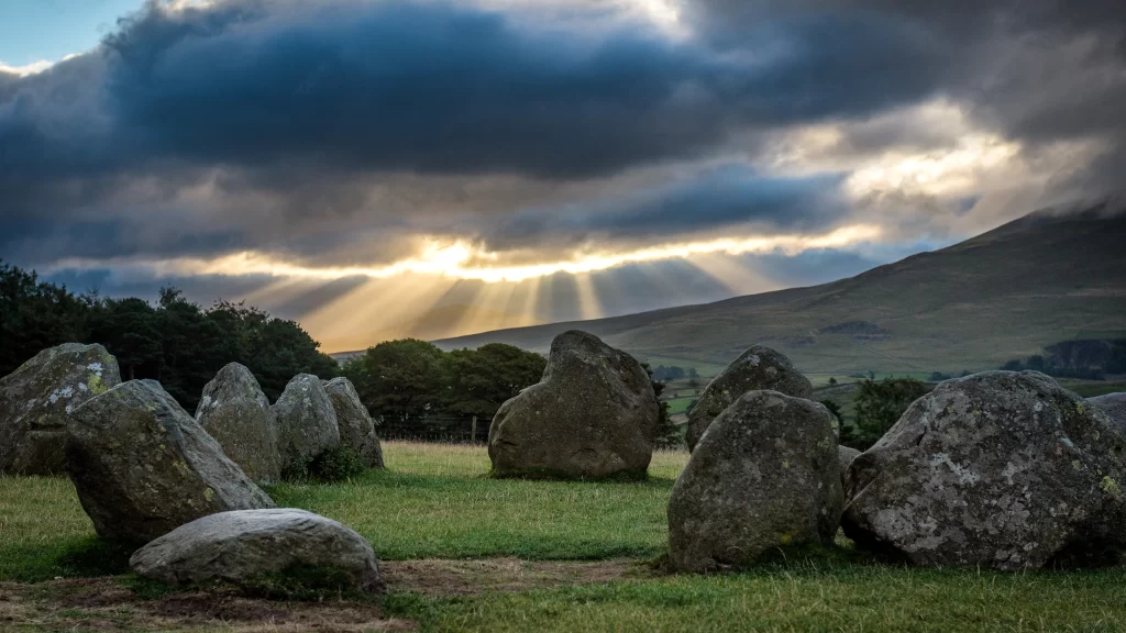 Sunlight clouds stones landscape nature tranquility