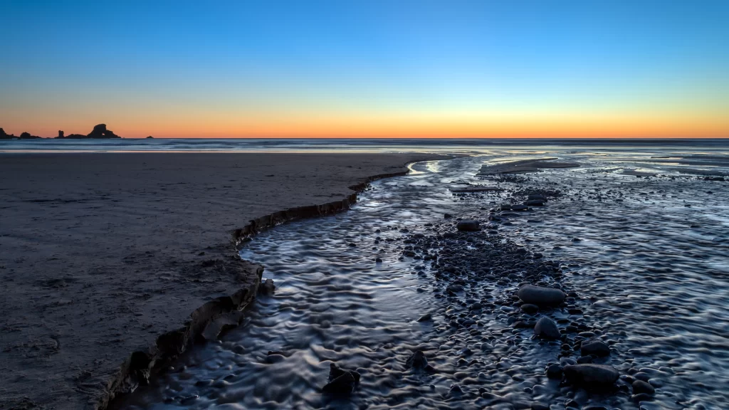 Sunset Beach Ocean Rocks Sky Horizon