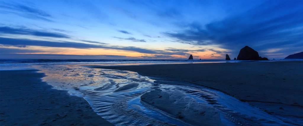 Sunset Beach Ocean Sky Clouds Rock Formations