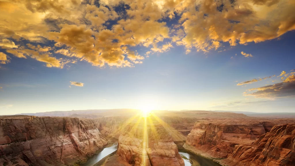 Sunset Canyon River Clouds Landscape Nature