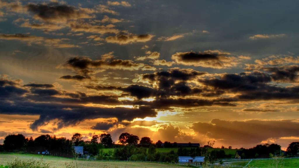 Sunset clouds landscape rural sky nature
