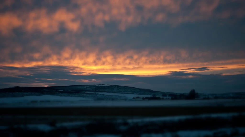 Sunset clouds landscape snow sky tranquil