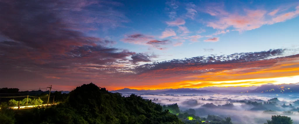 Sunset Clouds Mountains Mist Nature Tranquility