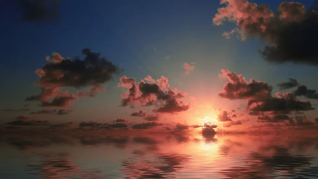 Sunset clouds ocean reflection sky colors