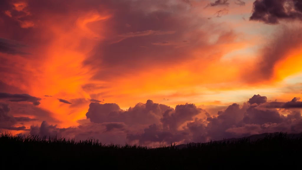 Sunset Clouds Orange Sky Dramatic Landscape