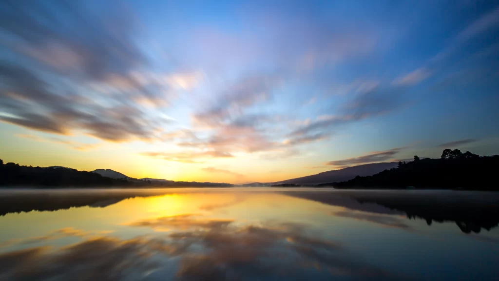 Sunset Clouds Reflection Calm Nature Tranquility