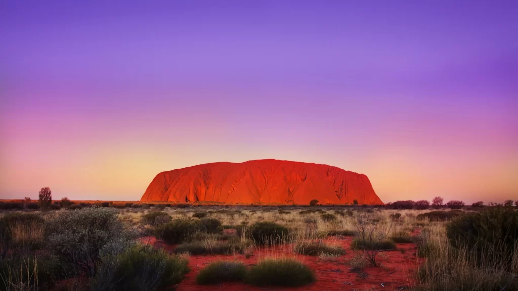 Sunset desert rock formation sky vegetation landscape