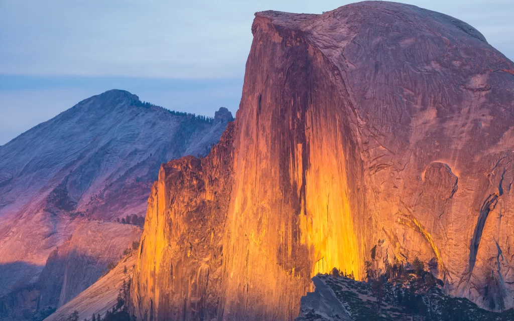 Sunset Mountain Granite Yosemite Natural Beauty Landscape