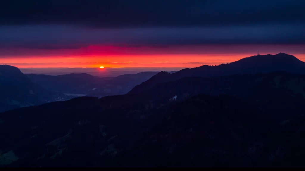 Sunset mountain sky clouds landscape horizon