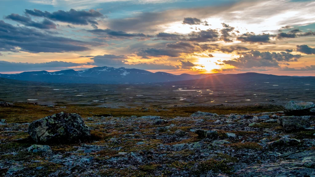 Sunset Mountains Clouds Landscape Wilderness Rocky Terrain