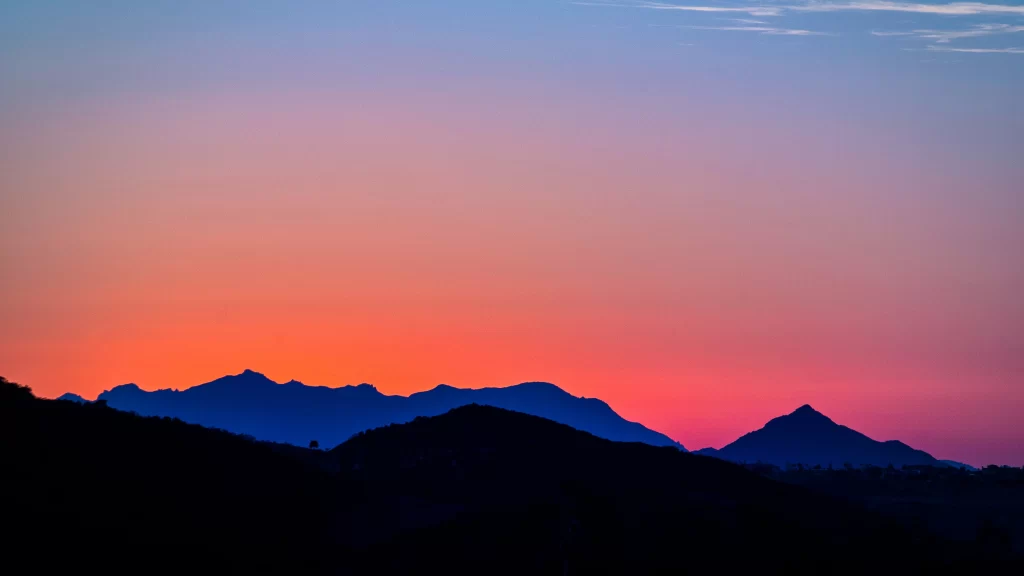 Sunset Mountains Sky Colors Horizon Tranquility