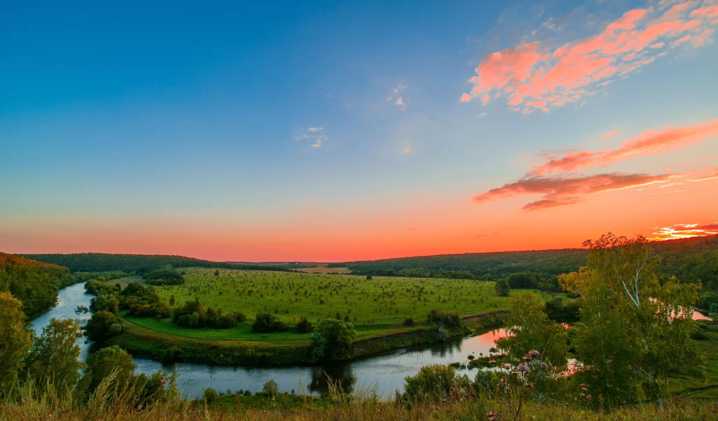 Sunset River Landscape Nature Sky Clouds