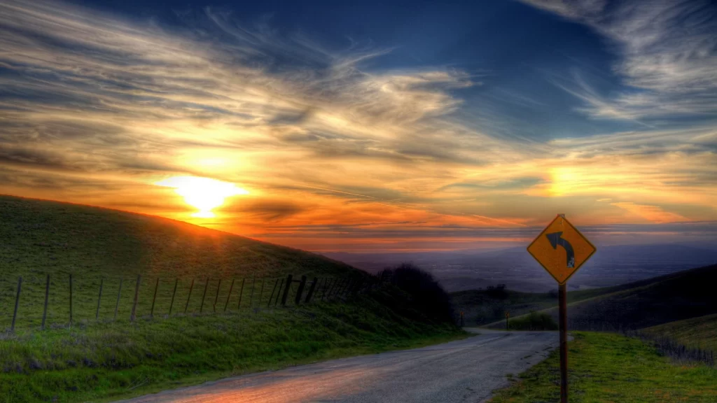 Sunset road sky clouds landscape sign
