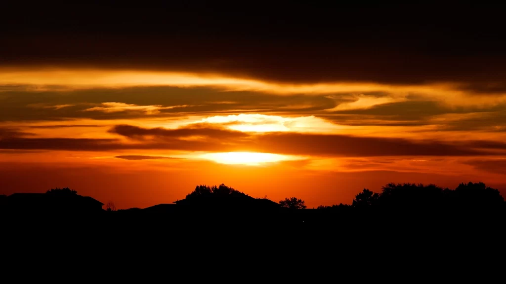 Sunset sky clouds orange landscape horizon