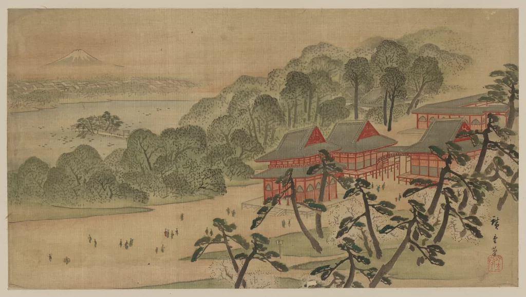 Traditional Architecture Nature Mount Fuji Landscape Serene Scene