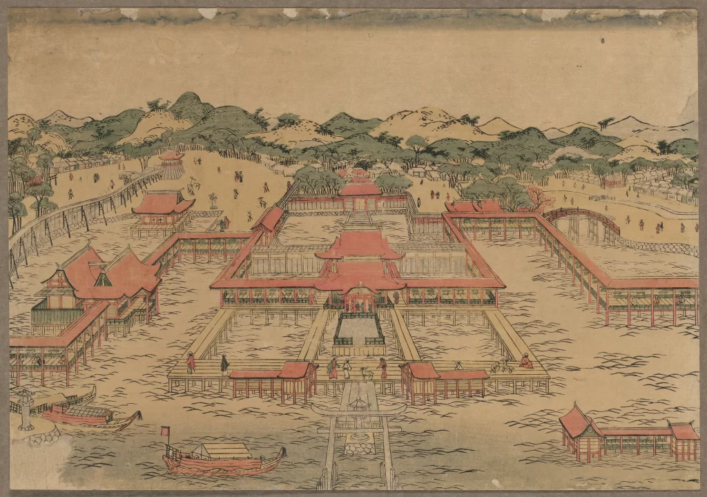 Traditional Architecture Water Boats People Landscape Red Roofs