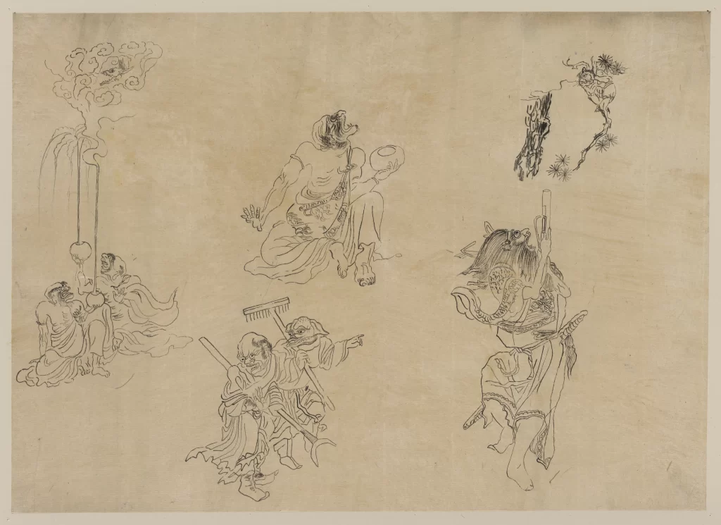 Traditional Ink Characters Mythical Narrative Cultural
