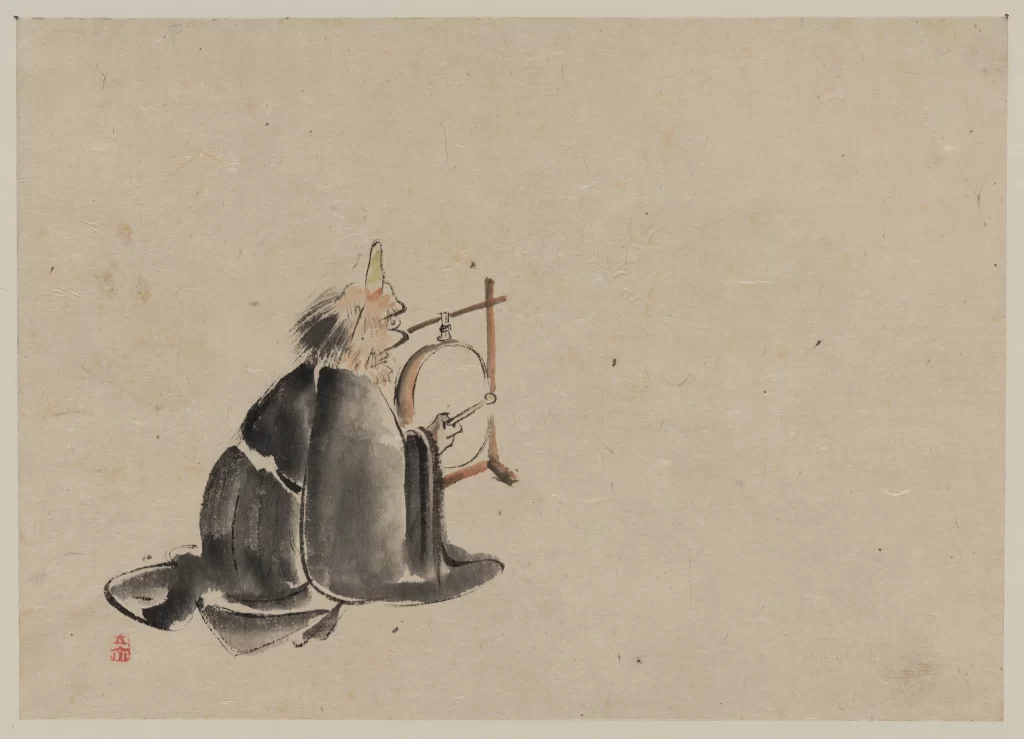 Traditional Ink Painting Musician Seated Cultural Artistic