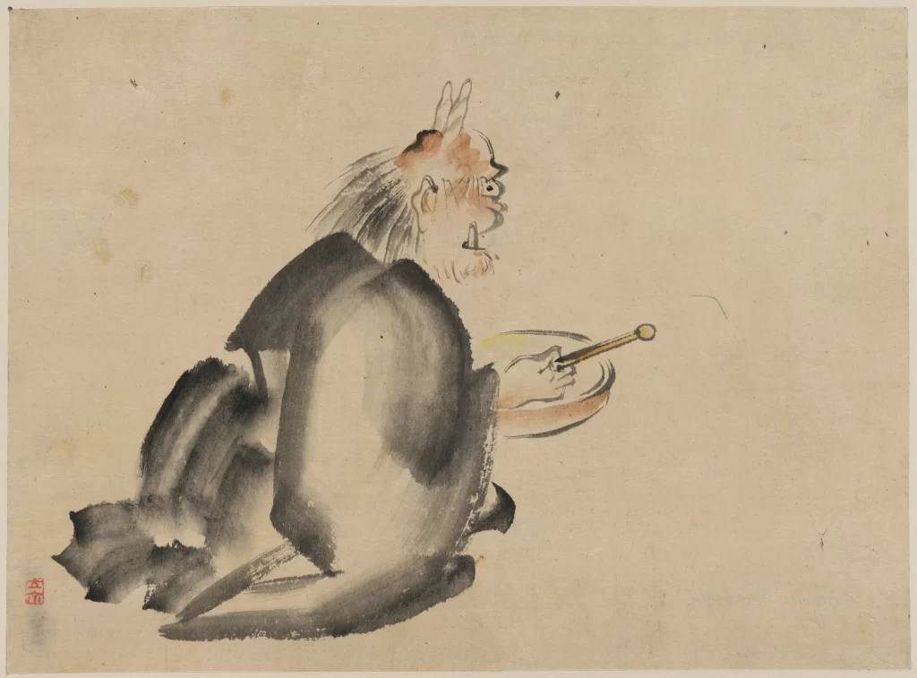 Traditional Ink Painting Seated Figure Brush Bowl Contemplation