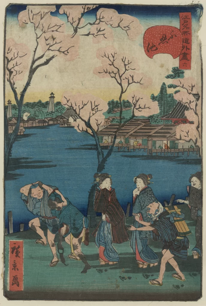 Traditional Japanese Art Cherry Blossoms Edo Period Ukiyo-e Cultural Scene