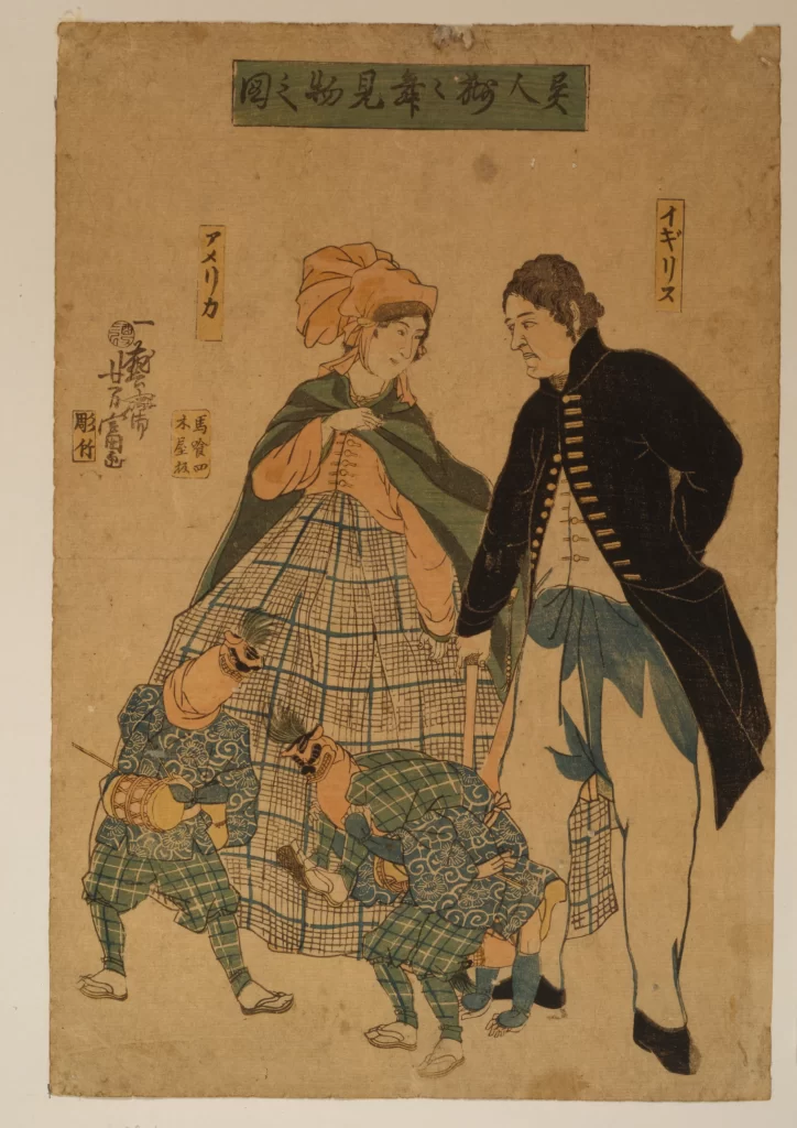 Traditional Japanese Art Foreigners Cultural Interaction Historical Costume Ukiyo-e Style Edo Period