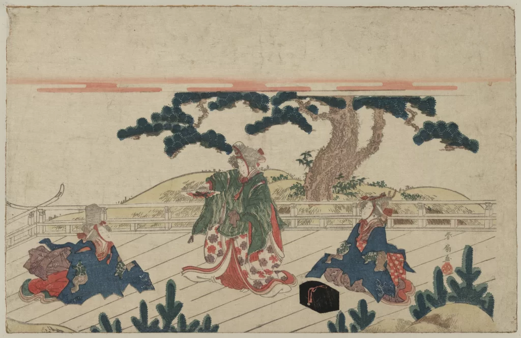 Traditional Japanese Art Historical Scene Cultural Attire Nature Serene Setting