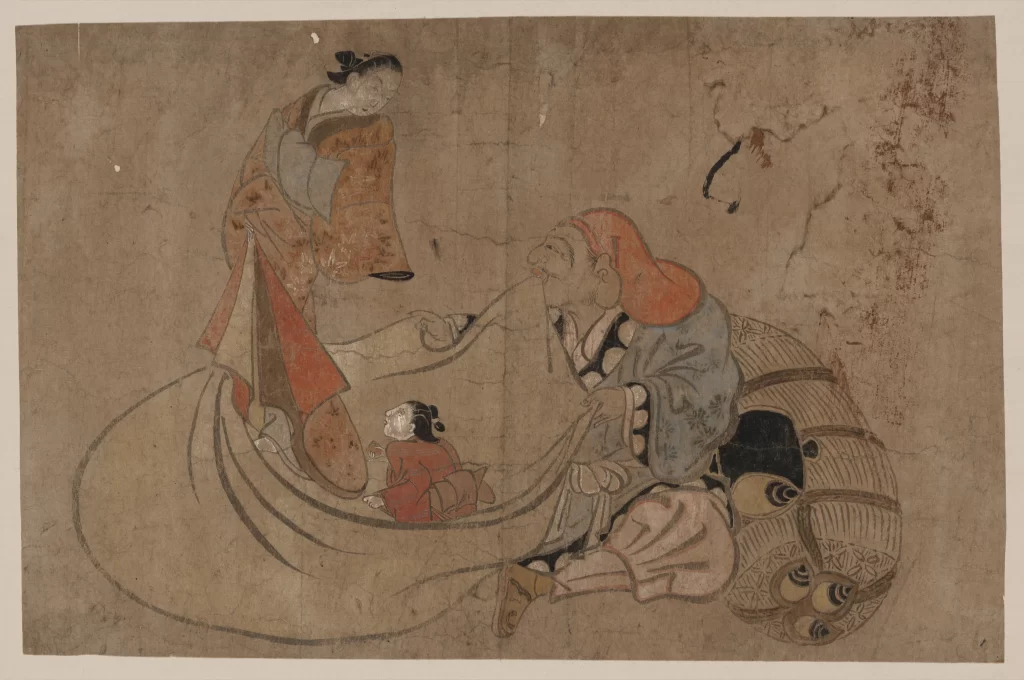 Traditional Japanese Art Historical Scene Cultural Depiction Ancient Attire Storytelling