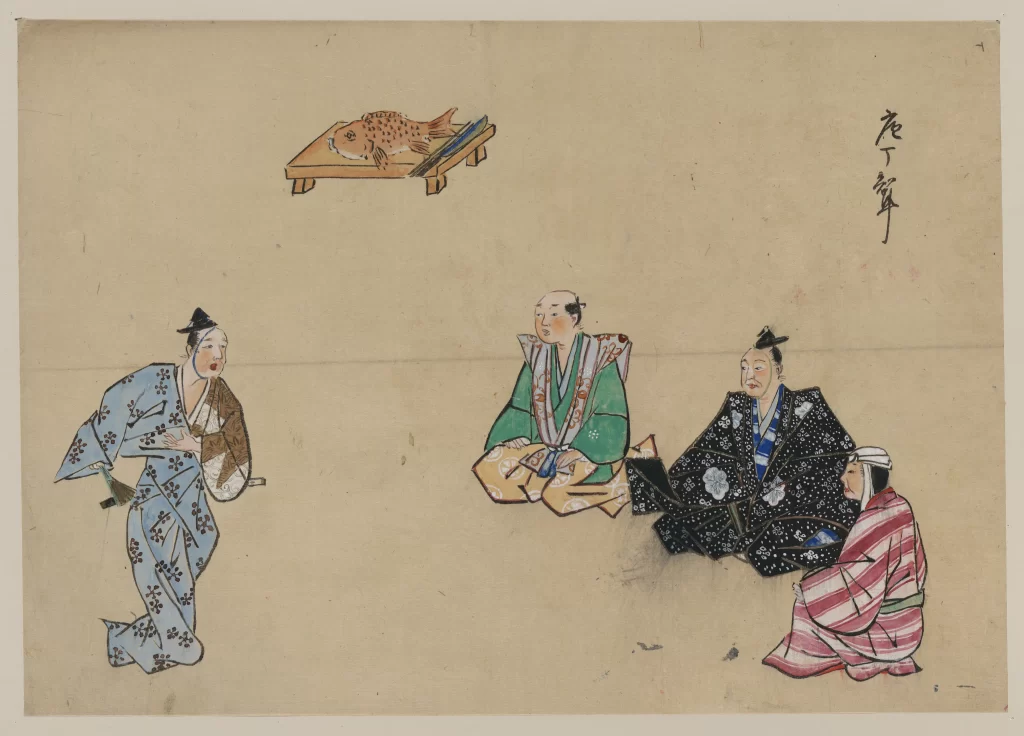 Traditional Japanese Art Historical Scene Cultural Depiction Koi Fish Samurai Edo Period