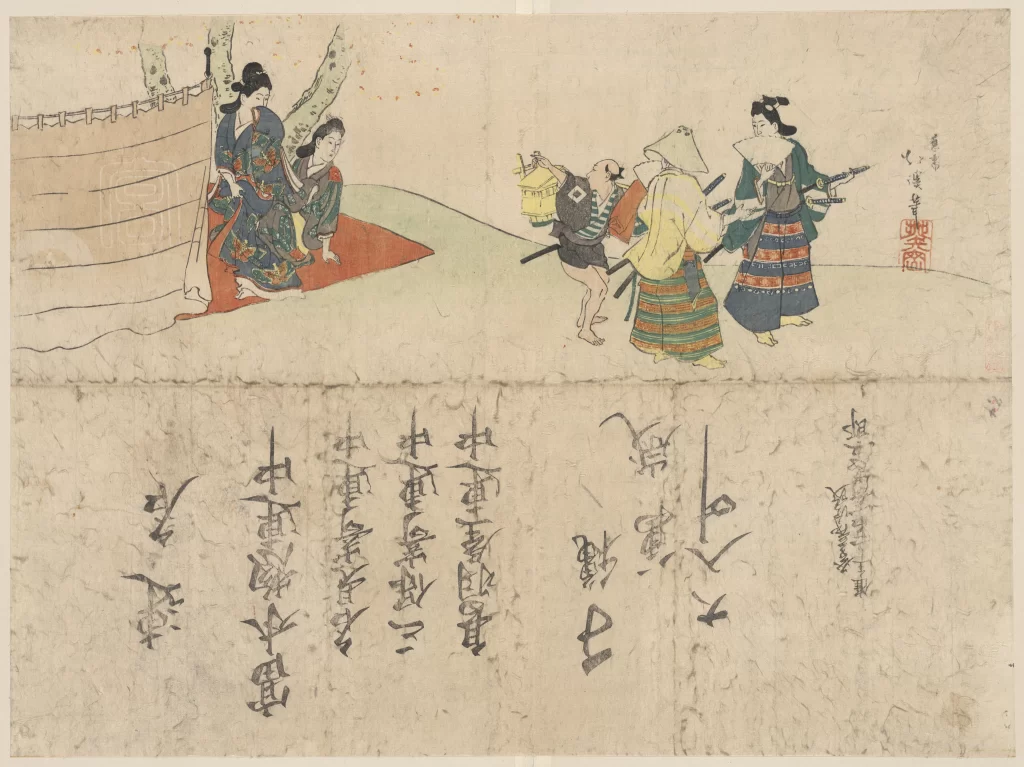 Traditional Japanese Art Historical Scene Cultural Depiction Ukiyo-e Samurai Edo Period