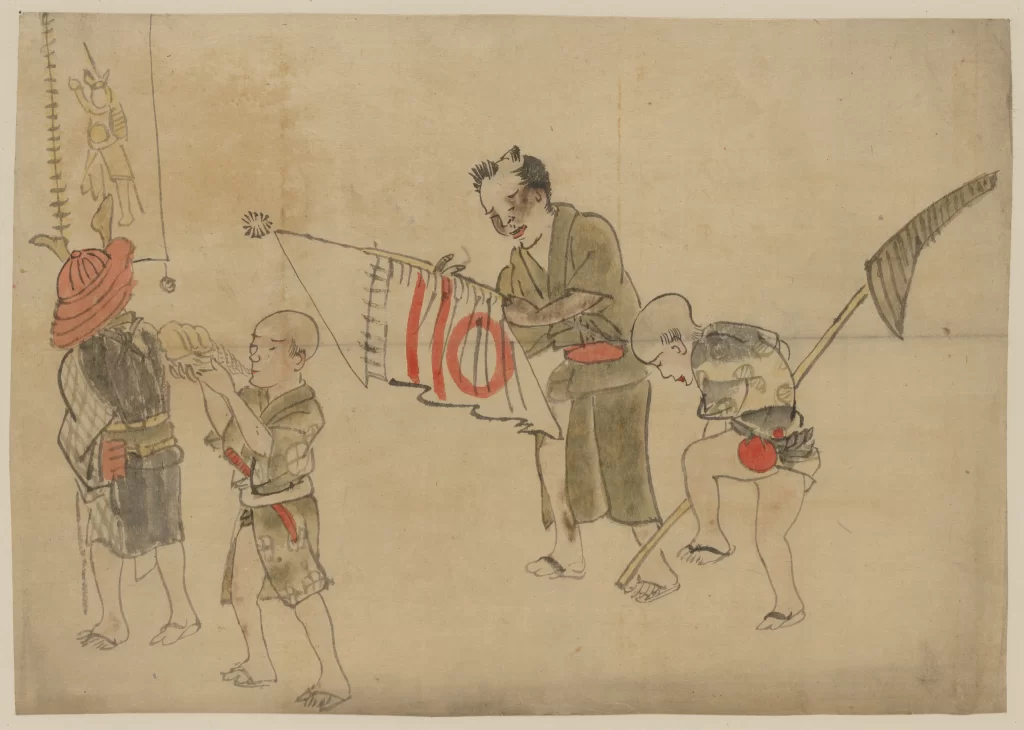 Traditional Japanese Art Historical Scene Cultural Depiction Ukiyo-e Style Daily Life Historical Figures