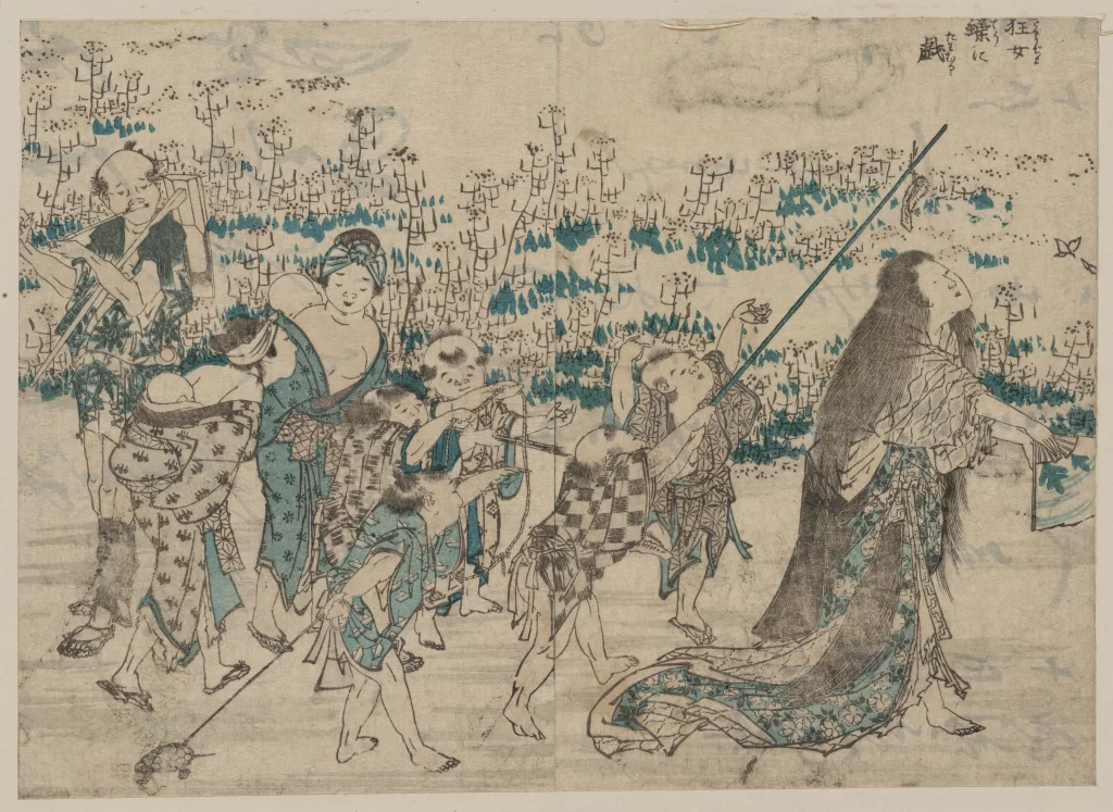 Traditional Japanese Art Historical Scene Cultural Depiction Woodblock Print Historical Figures